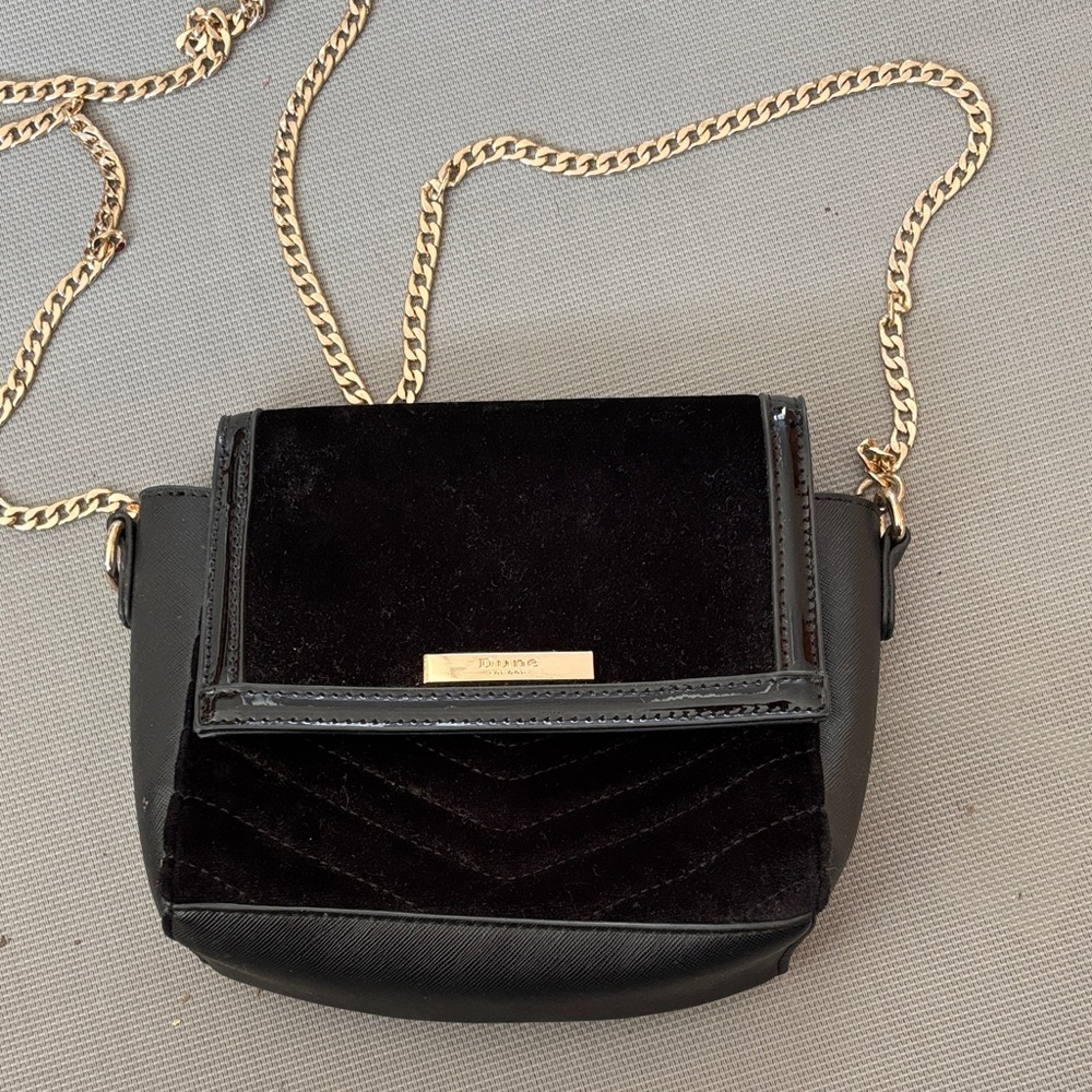Dune London Black velvet Chain Shoulder Bag purse